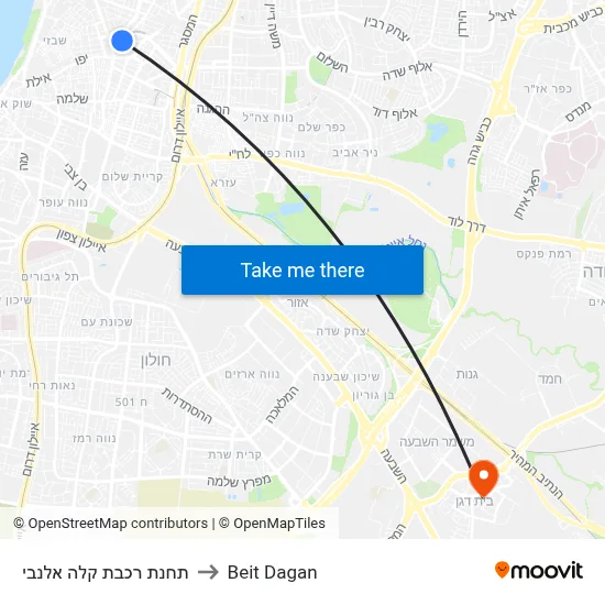 תחנת רכבת קלה אלנבי to Beit Dagan map