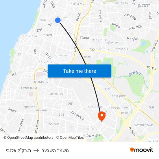 ת.רק''ל אלנבי to משמר השבעה map