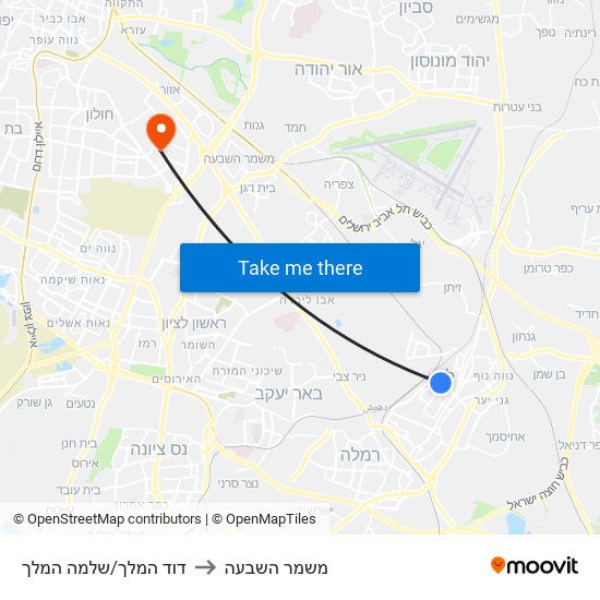 דוד המלך/שלמה המלך to משמר השבעה map