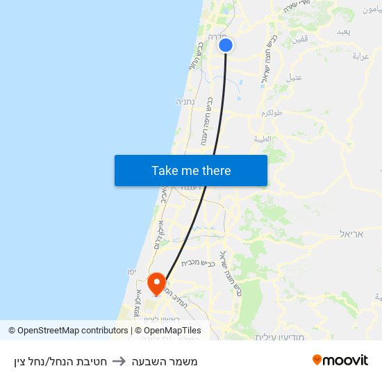 חטיבת הנחל/נחל צין to משמר השבעה map