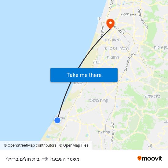 בית חולים ברזילי to משמר השבעה map