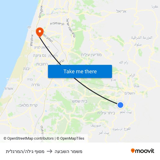 מסוף גילה/המרגלית to משמר השבעה map