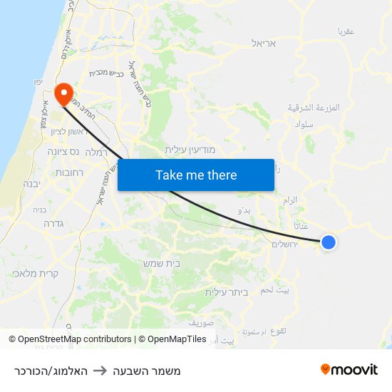 האלמוג/הכורכר to משמר השבעה map