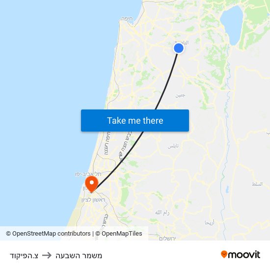 צ.הפיקוד to משמר השבעה map