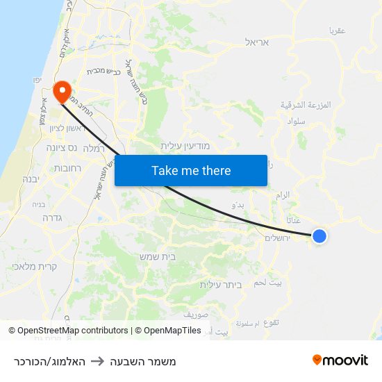 האלמוג/הכורכר to משמר השבעה map