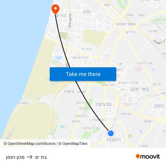 מכון ויצמן to בת ים map