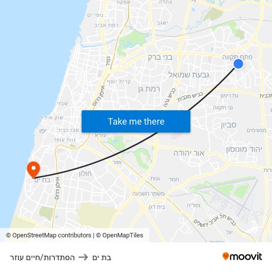 הסתדרות/חיים עוזר to בת ים map