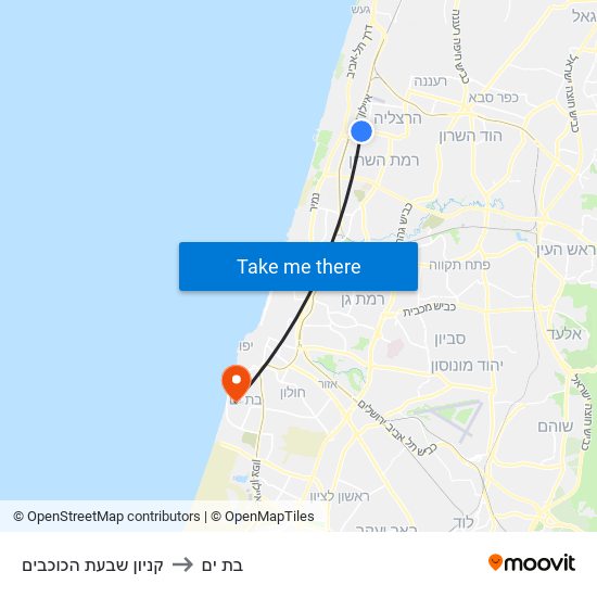 קניון שבעת הכוכבים to בת ים map