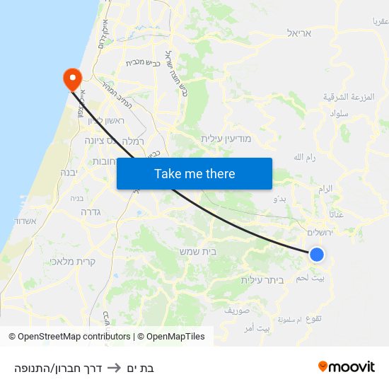 דרך חברון/התנופה to בת ים map