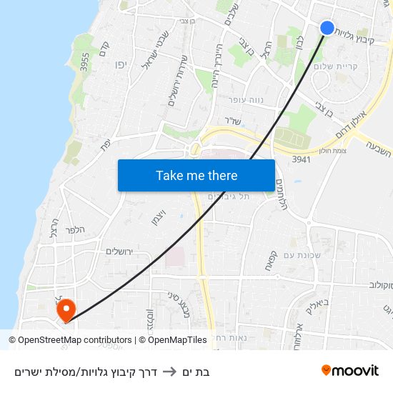 דרך קיבוץ גלויות/מסילת ישרים to בת ים map