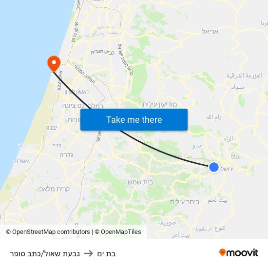 גבעת שאול/כתב סופר to בת ים map