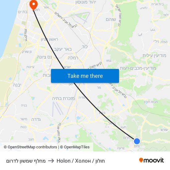 מחלף שמשון לדרום to Holon / Холон / חולון map