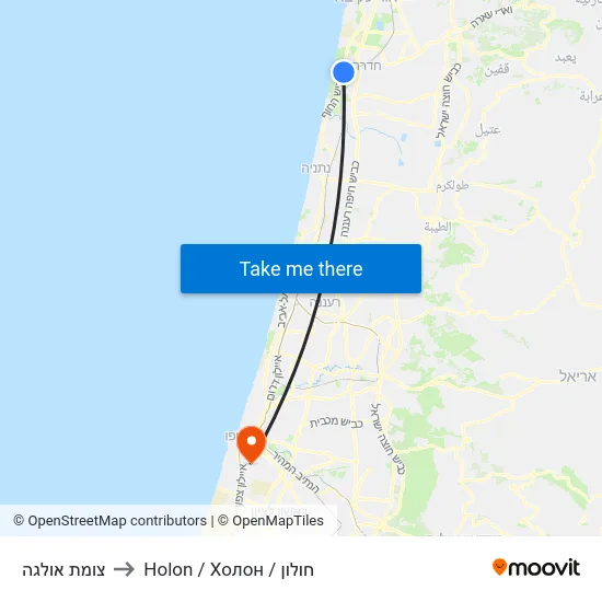 צומת אולגה to Holon / Холон / חולון map