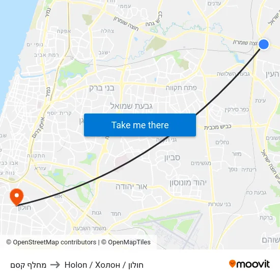 מחלף קסם to Holon / Холон / חולון map