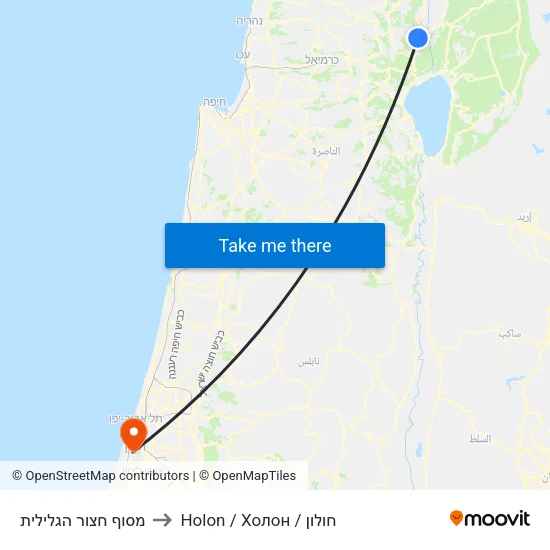 מסוף חצור הגלילית to Holon / Холон / חולון map