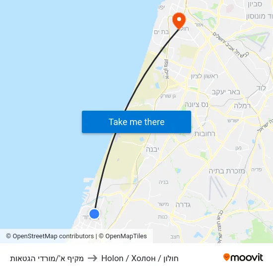 מקיף א'/מורדי הגטאות to Holon / Холон / חולון map
