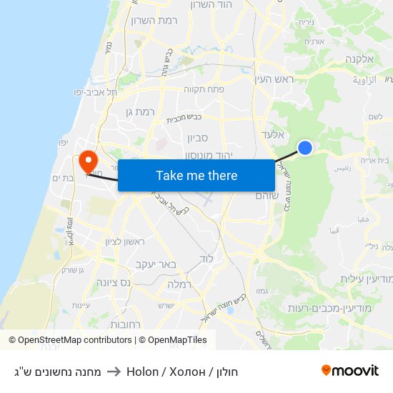 מחנה נחשונים ש''ג to Holon / Холон / חולון map