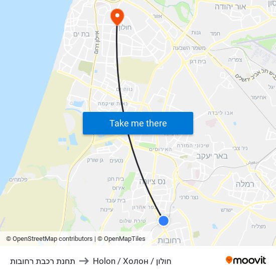 תחנת רכבת רחובות to Holon / Холон / חולון map