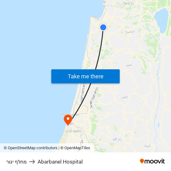 מחלף יגור to Abarbanel Hospital map