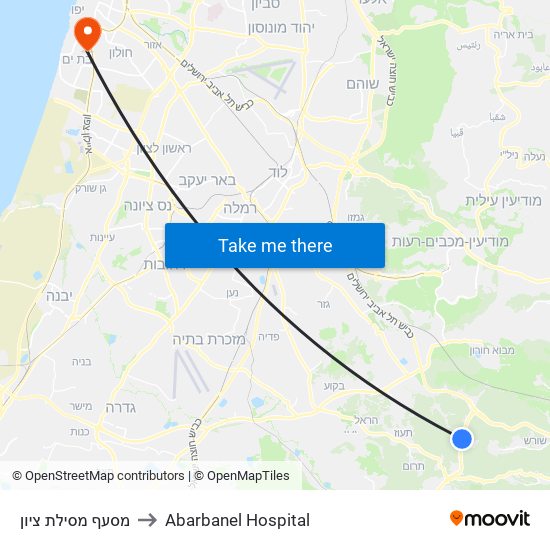 מסעף מסילת ציון to Abarbanel Hospital map