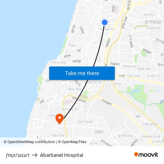 דובנוב/קפלן to Abarbanel Hospital map