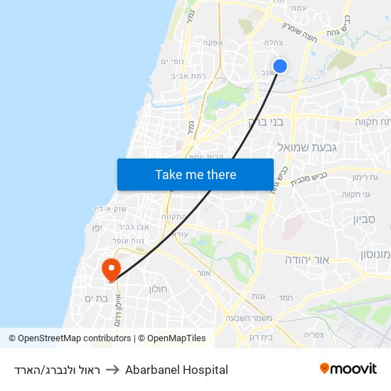 ראול ולנברג/הארד to Abarbanel Hospital map