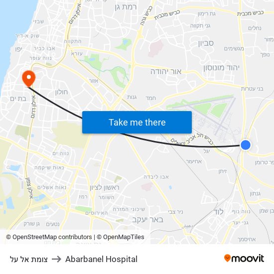 צומת אל על to Abarbanel Hospital map