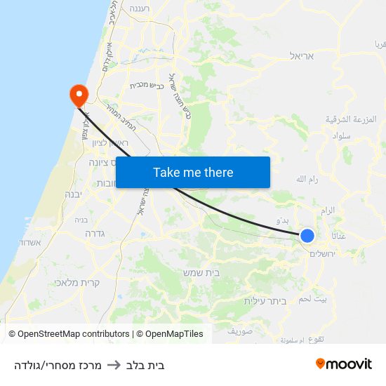 מרכז מסחרי/גולדה to בית בלב map