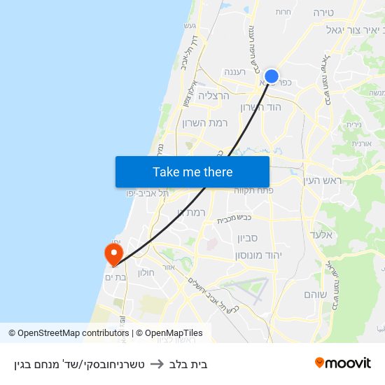 טשרניחובסקי/שד' מנחם בגין to בית בלב map