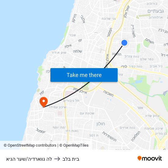 לה גווארדיה/שער הגיא to בית בלב map