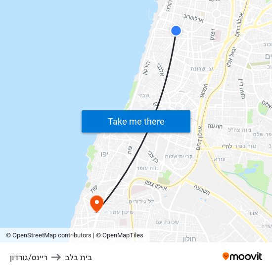 ריינס/גורדון to בית בלב map