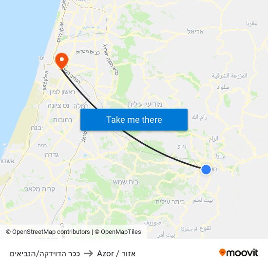 ככר הדוידקה/הנביאים to Azor / אזור map