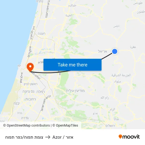 צומת תפוח/כפר תפוח to Azor / אזור map