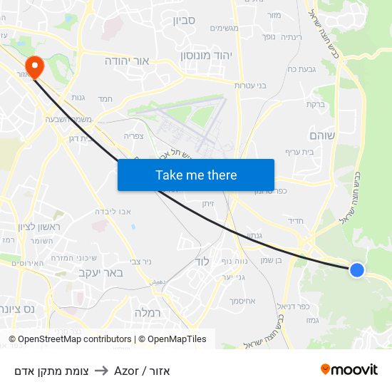 צומת מתקן אדם to Azor / אזור map