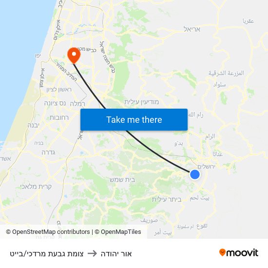 צומת גבעת מרדכי/בייט to אור יהודה map