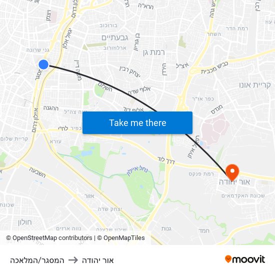 המסגר/המלאכה to אור יהודה map