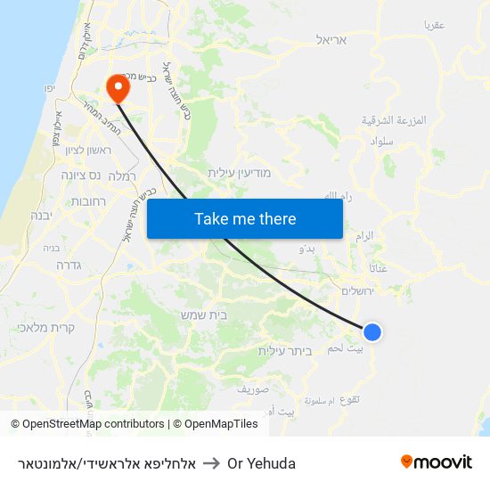 אלחליפא אלראשידי/אלמונטאר to Or Yehuda map