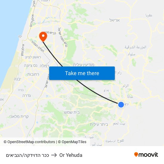 ככר הדוידקה/הנביאים to Or Yehuda map