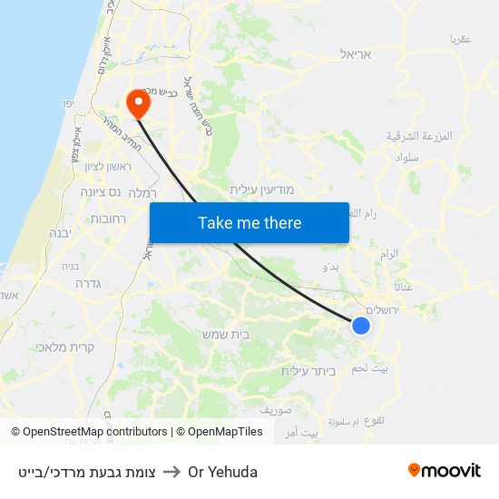 צומת גבעת מרדכי/בייט to Or Yehuda map