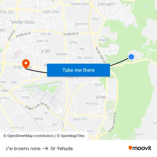 מחנה נחשונים ש''ג to Or Yehuda map