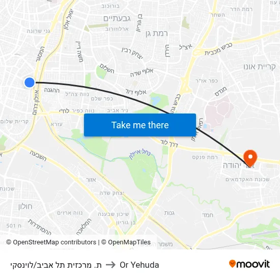 ת. מרכזית תל אביב/לוינסקי to Or Yehuda map