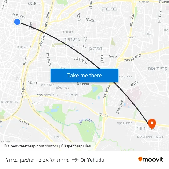 עיריית תל אביב - יפו/אבן גבירול to Or Yehuda map