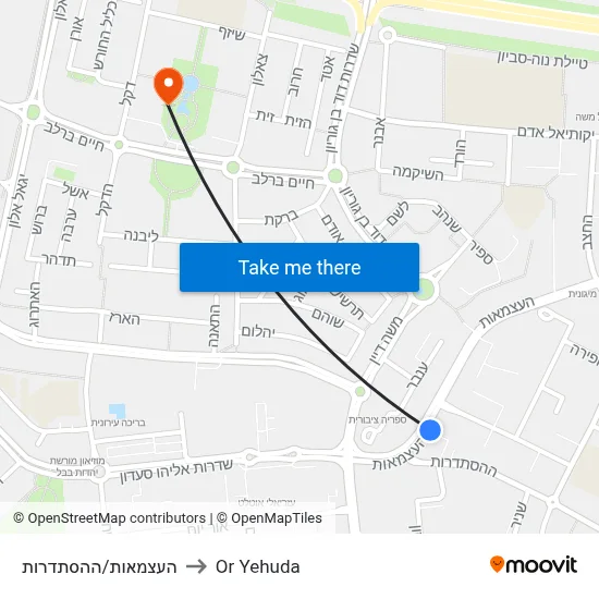 HaAtzmaut/HaHistadrut to Or Yehuda map