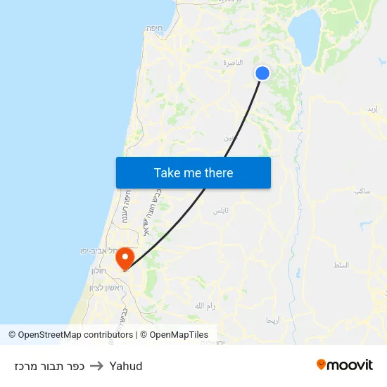 כפר תבור מרכז to Yahud map