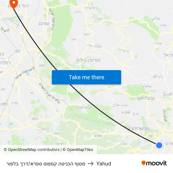 מסוף הכניסה קמפוס ספרא/דרך בלפור to Yahud map