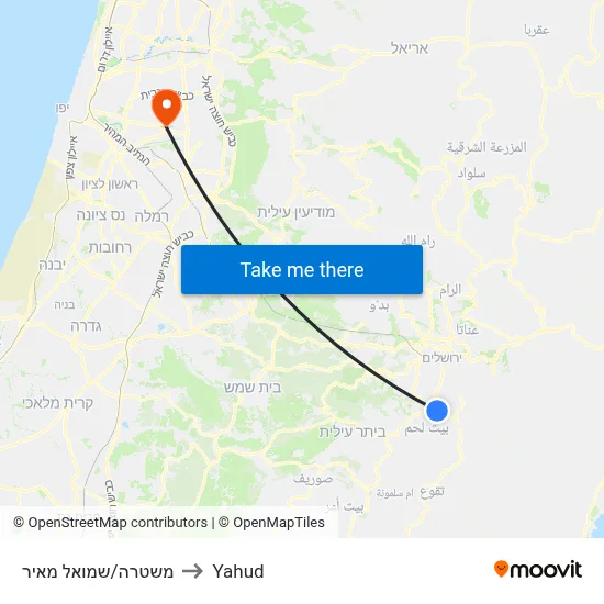משטרה/שמואל מאיר to Yahud map
