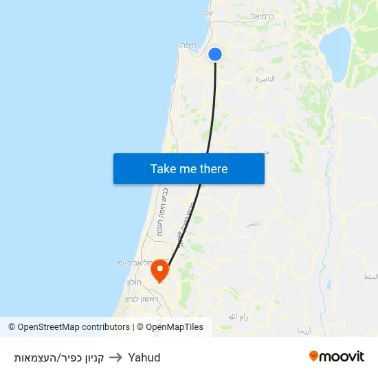 קניון כפיר/העצמאות to Yahud map