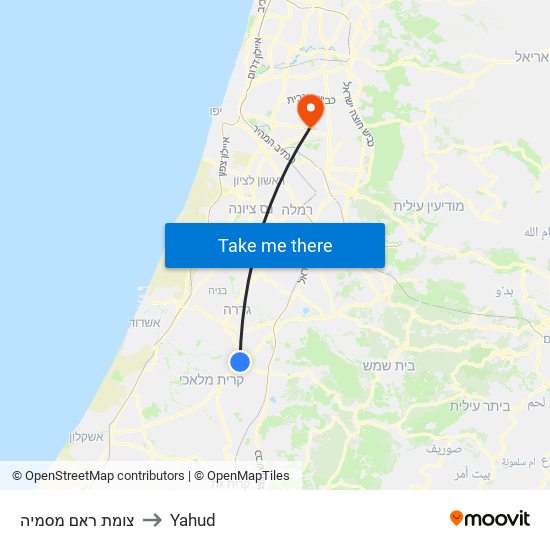 צומת ראם מסמיה to Yahud map