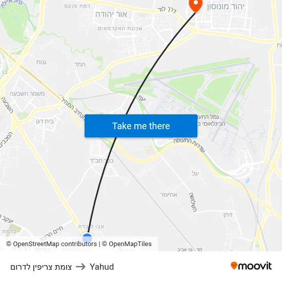 צומת צריפין לדרום to Yahud map