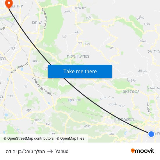 המלך ג'ורג'/בן יהודה to Yahud map